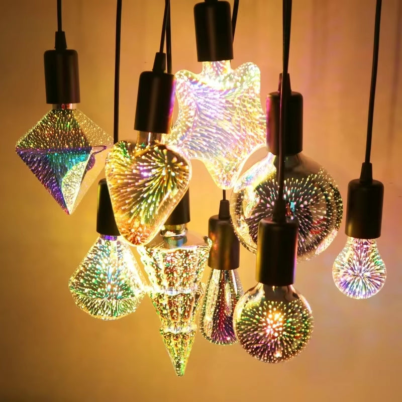 3D Decoration LED Bulb E27 6W 85-265V Vintage Edison Light Bulb Star Fireworks Lamp Holiday Night Light Novelty Christmas Tree